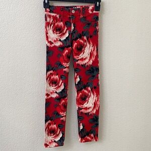 Gap Kids 1969 Super Skinny Jeans Girls Size 8 Slim Denim Red Roses Floral